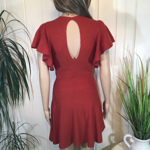 NWOT FREE PEOPLE FLUTTER SLEEVE KNIT DRESS - Picture 5 of 6